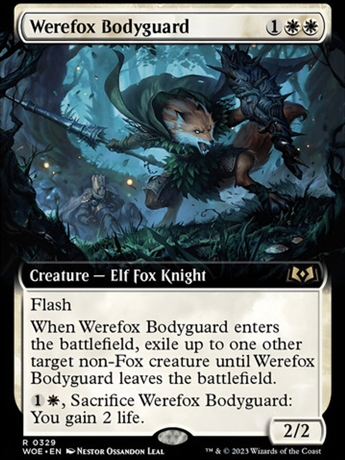 Carta Magic Werefox Bodyguard (extended Art) Foil [woe] Mtg  1