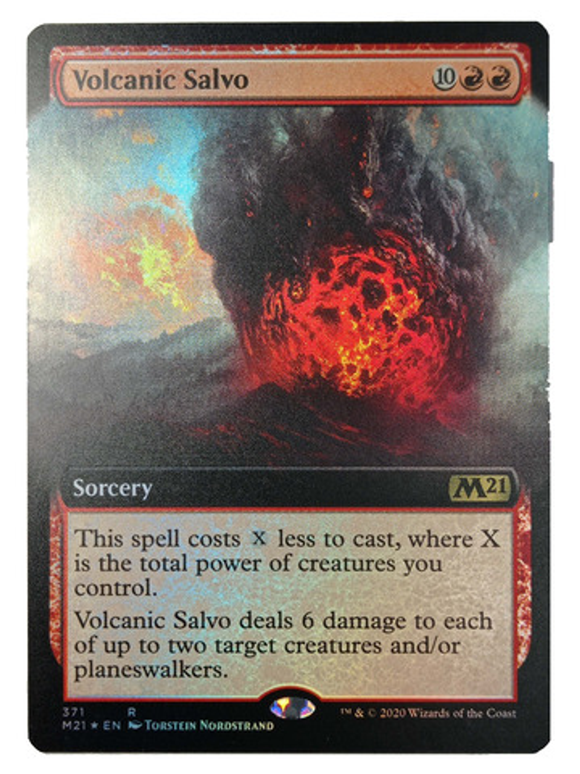Carta Magic Volcanic Salvo (ext Foil) [m21] Mtg Sorcery 1
