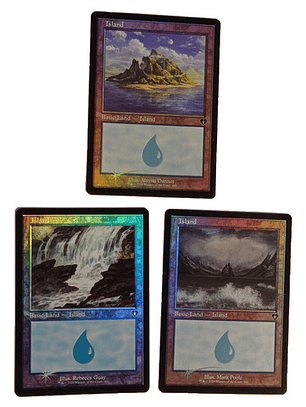 Set 3 Cartas Magic Commander Masters Island Lands (foil) Mtg