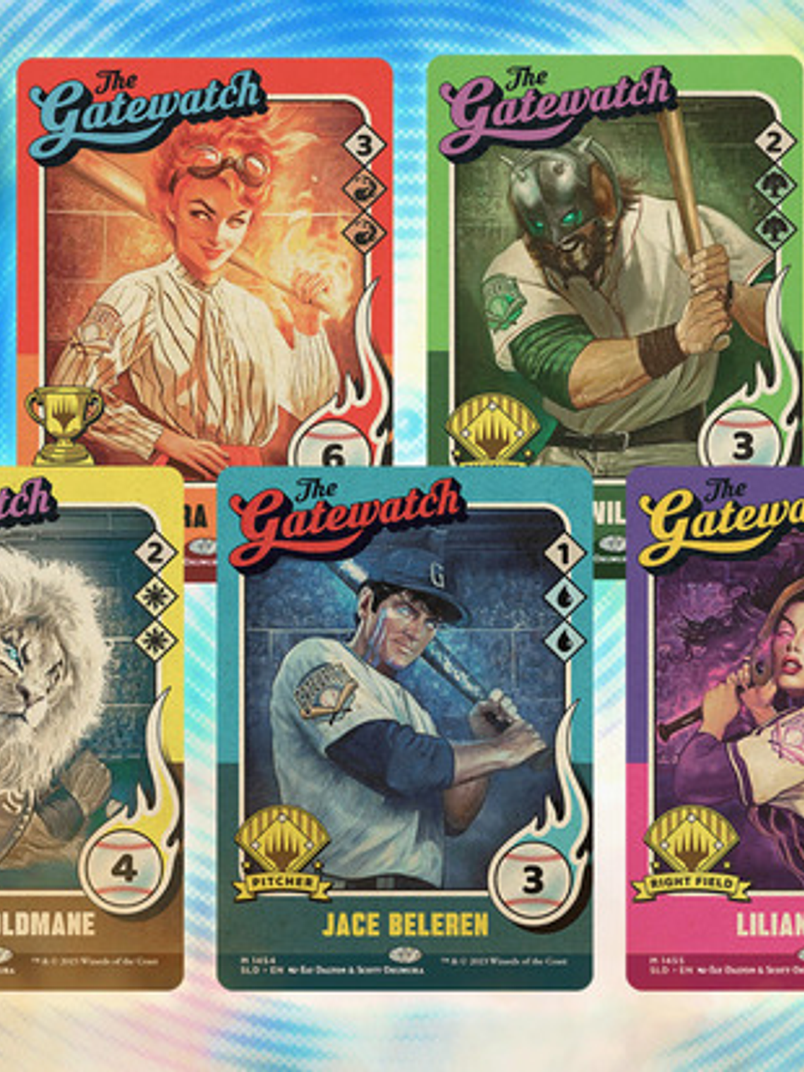 Set 5 Cartas Magic The Baseballing Secret Lair Mtg Inglés 1