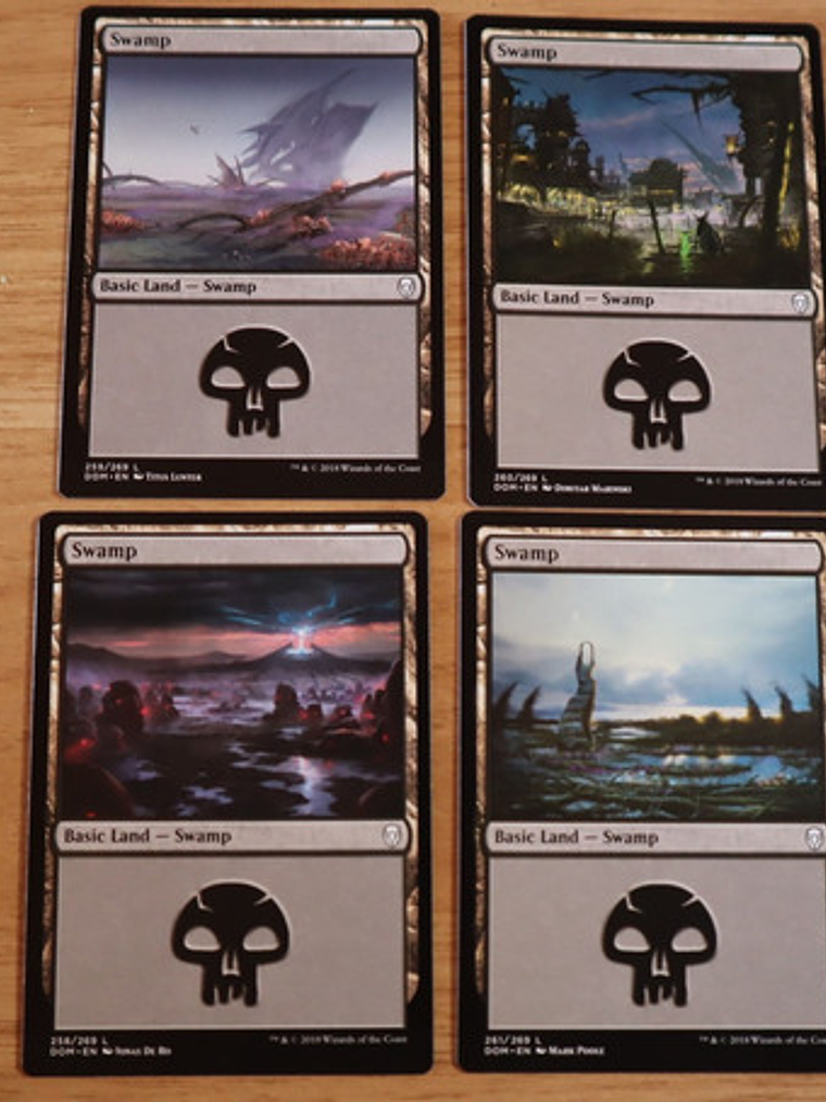 Set 4 Cartas Magic Pantano Swamp Tierra Land 2018 Dominaria 1