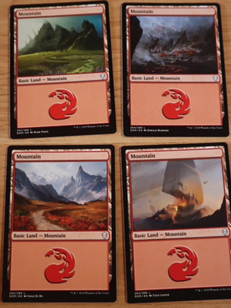 Set 4 Cartas Magic Montaña Mountain Tierra 2018 Dominaria 1