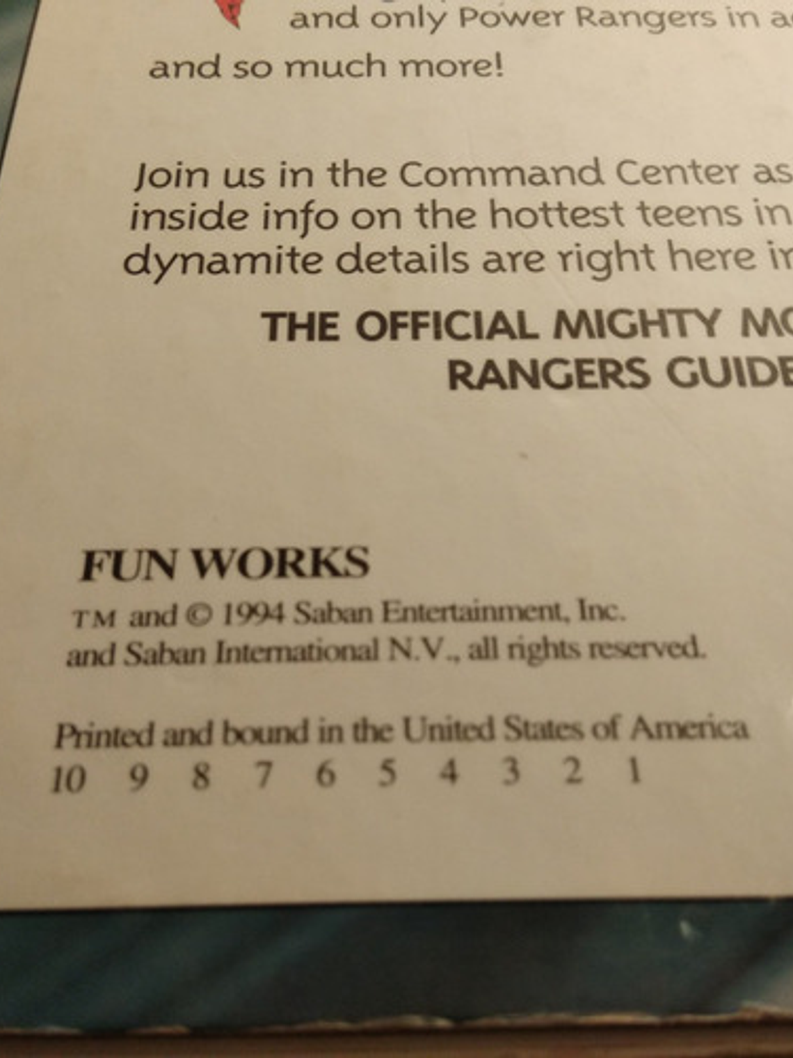 Power Rangers Guidebook 1994 Saban 8