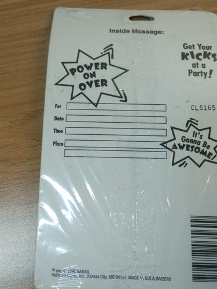 Power Rangers 8x Invitaciones Cumpleaños 1994 5