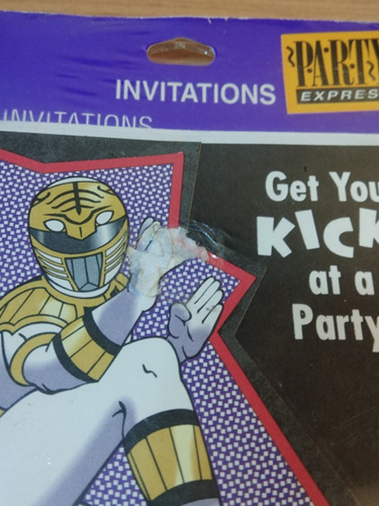 Power Rangers 8x Invitaciones Cumpleaños 1994 Sellado 3