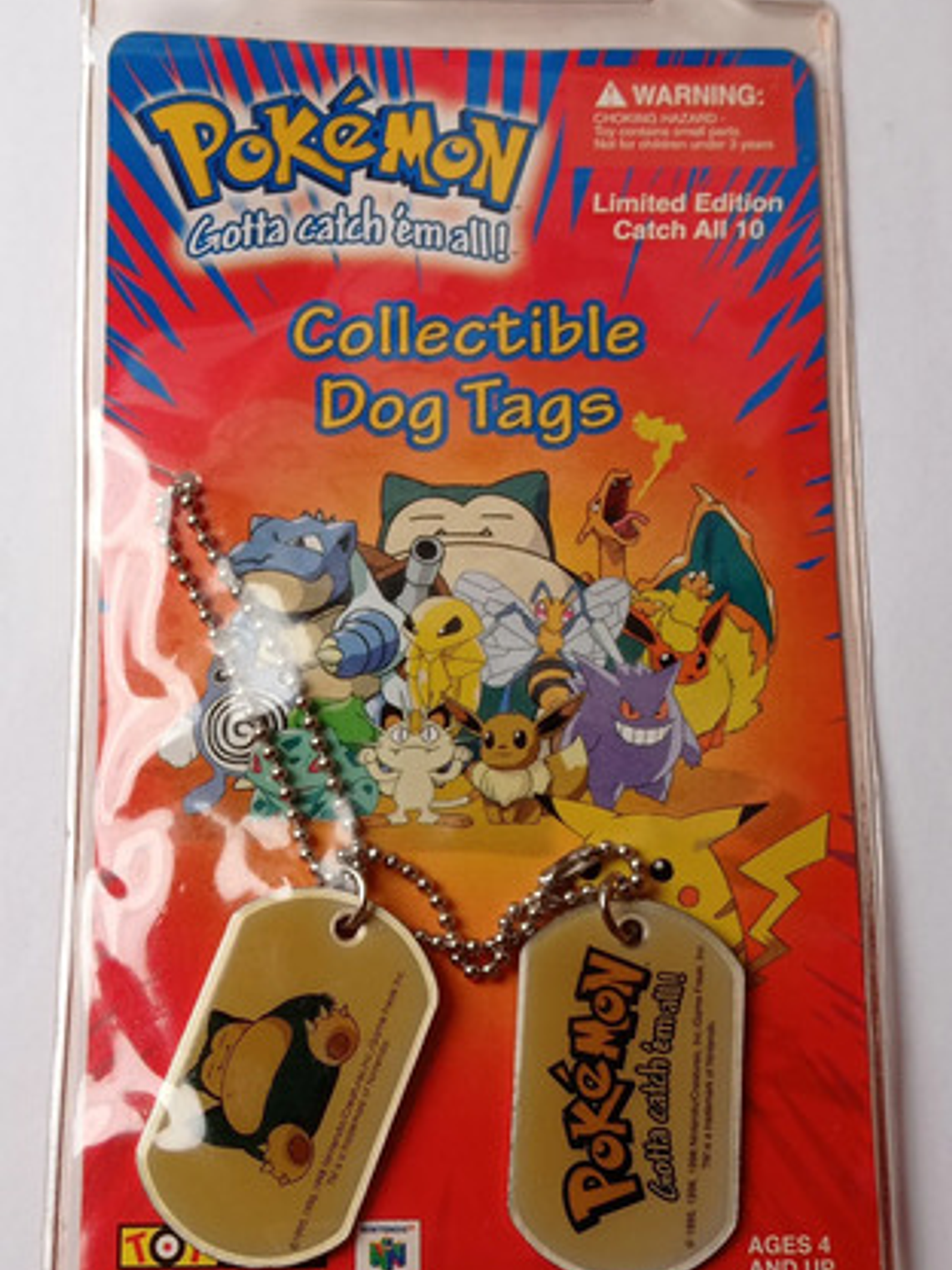 Dog Tag Pokémon Snorlax 1999 Toysite Nintendo Placa Metalica 1