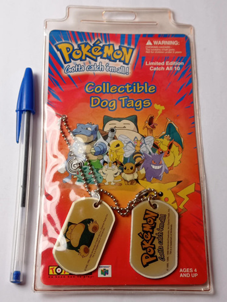 Dog Tag Pokémon Snorlax 1999 Toysite Nintendo Placa Metalica 2