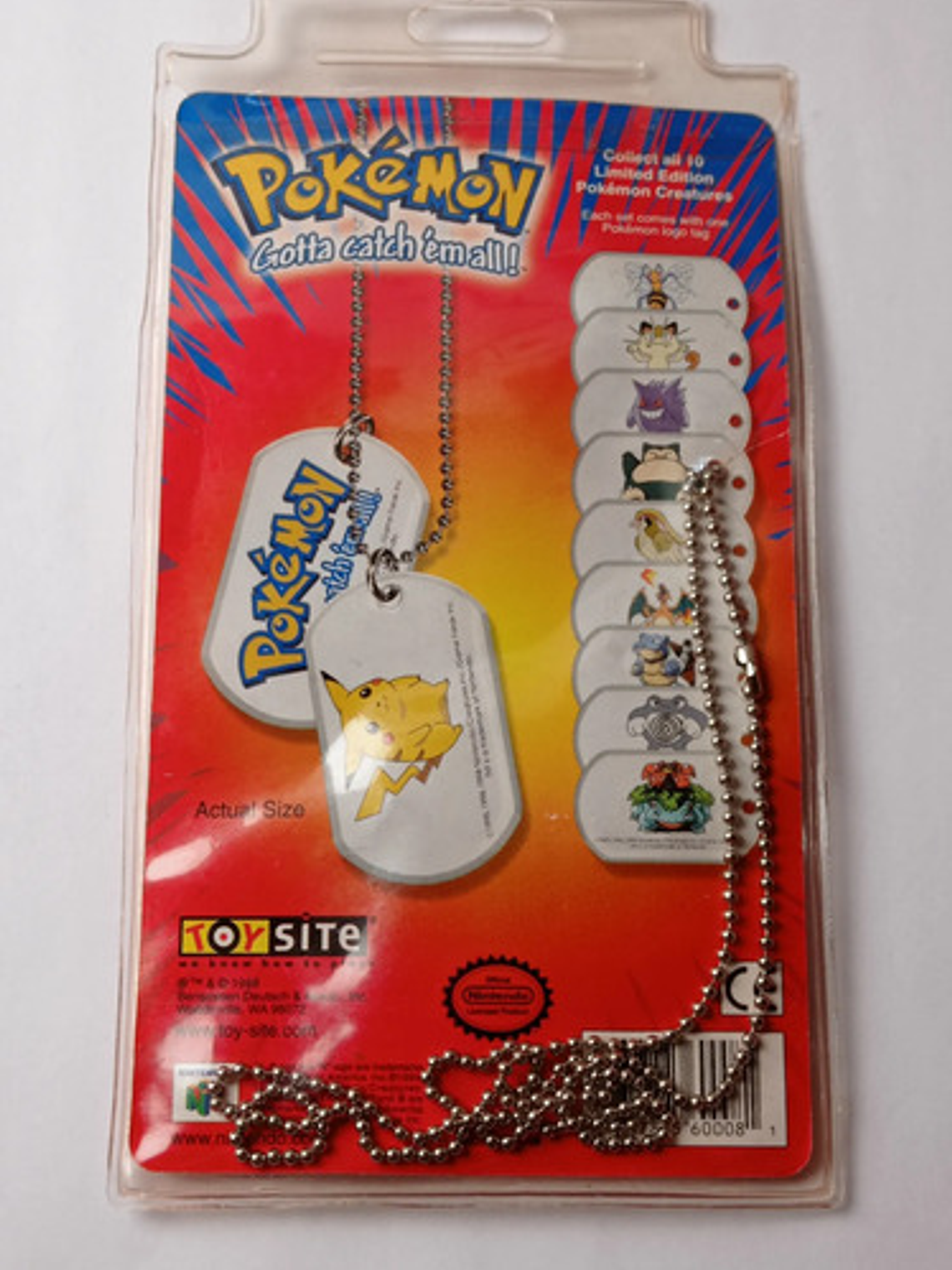 Dog Tag Pokémon Snorlax 1999 Toysite Nintendo Placa Metalica 6