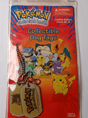 Dog Tag Pokémon Gengar 1999 Toysite Nintendo Placa Metalica