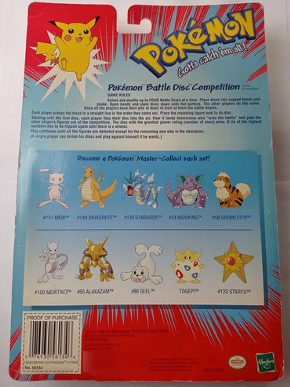 Staryu + Alakazam + Seel + 1999 Hasbro Pokemon Nintendo 6