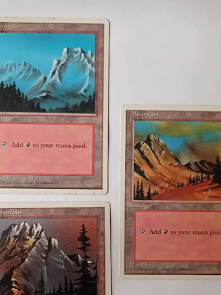 Magic The Gathering Lands 3x Mountain 4ta Ed Mtg 1