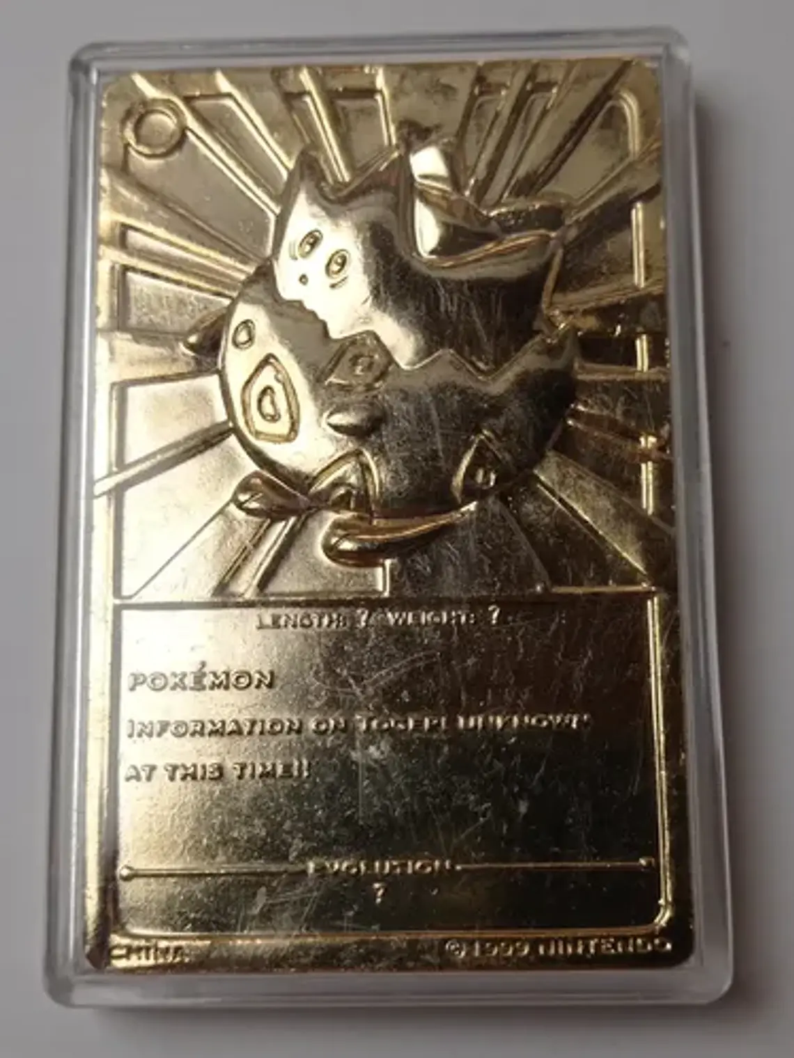 Placa Togepi 1999 Pokemon Nintendo Bañada Oro 5