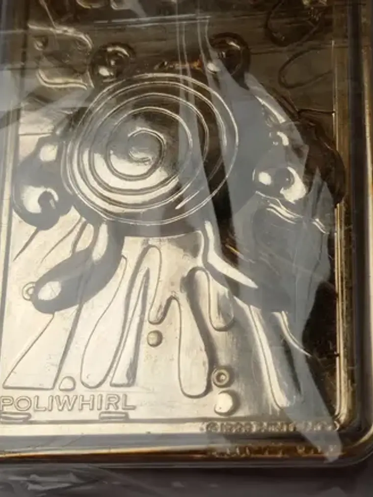 Placa Poliwhirl 1999 Pokemon Nintendo Bañada Oro 2