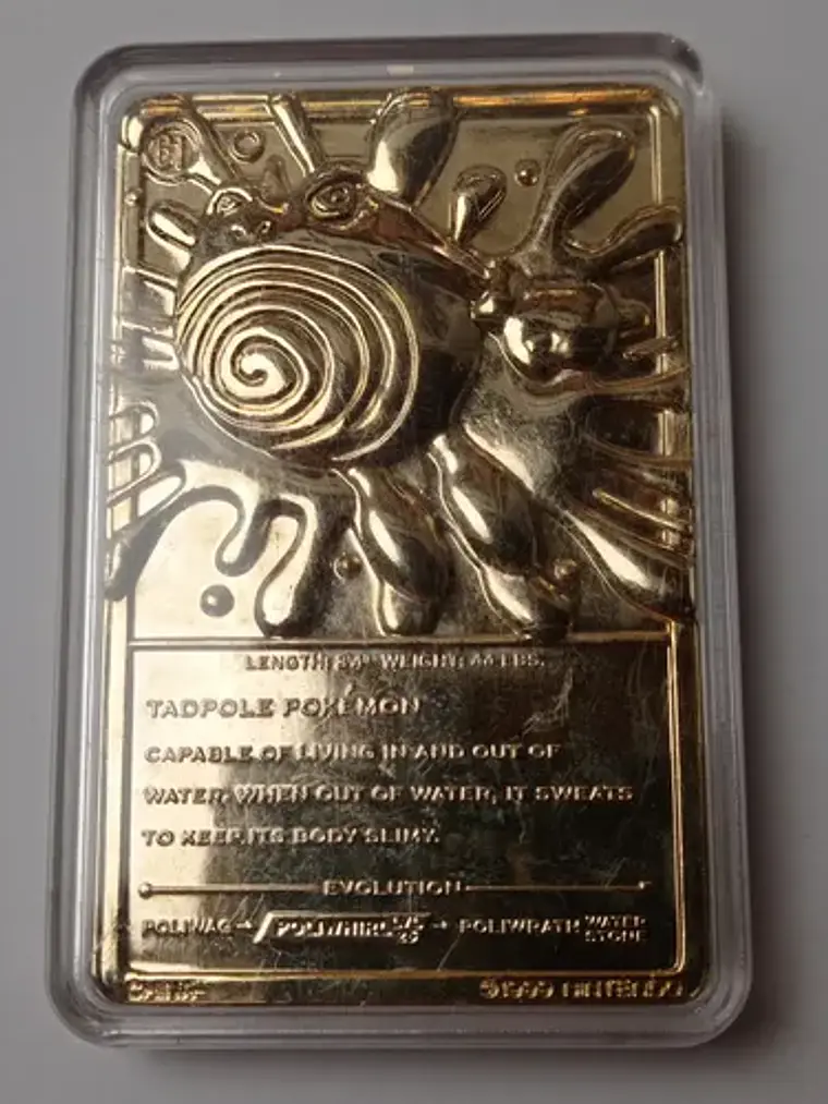 Placa Poliwhirl 1999 Pokemon Nintendo Bañada Oro 5