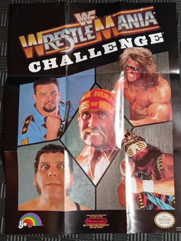 Póster Nintendo WWF Wrestlemania Challenge 1990 Nes LJN 1