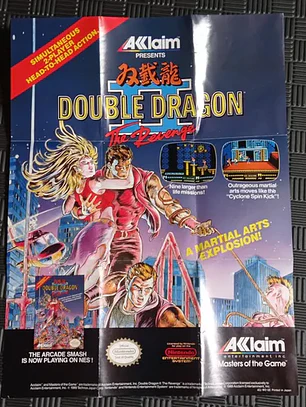 Póster Nintendo Double Dragon II 1989 Nes Acclaim
