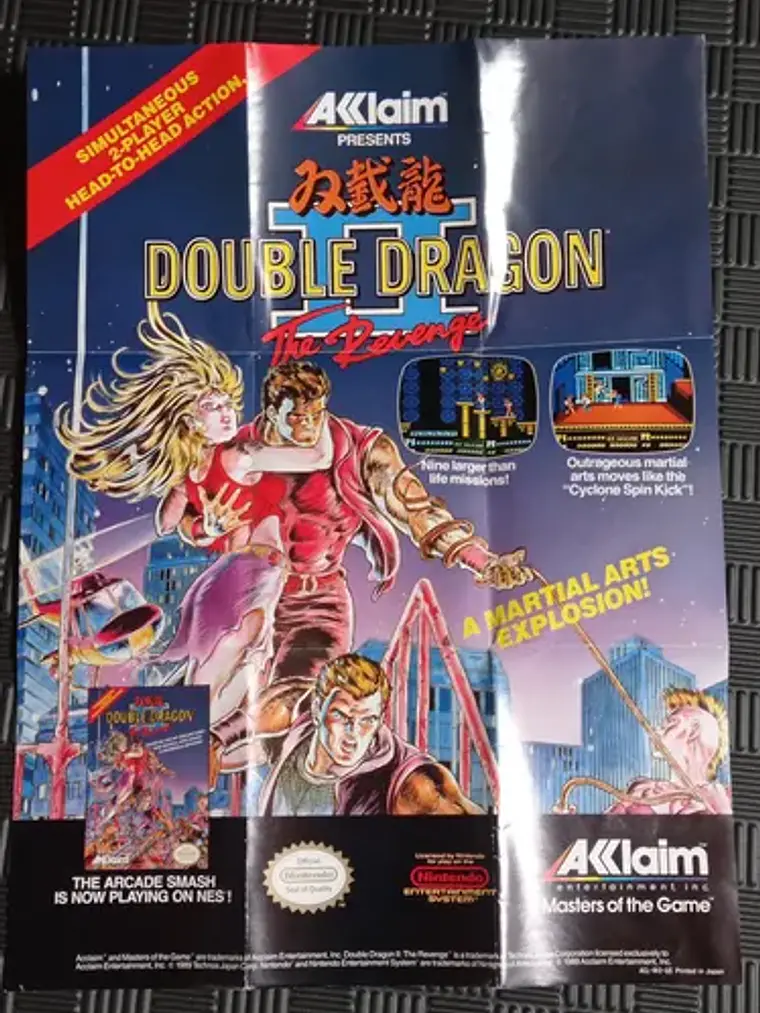 Póster Nintendo Double Dragon II 1989 Nes Acclaim 1
