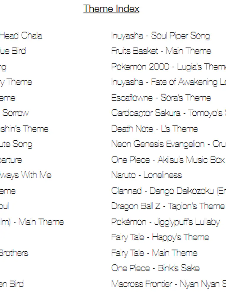 Cancionero Digital (Ingles) para Ocarina de 12 Agujeros Anime Vol 1 2