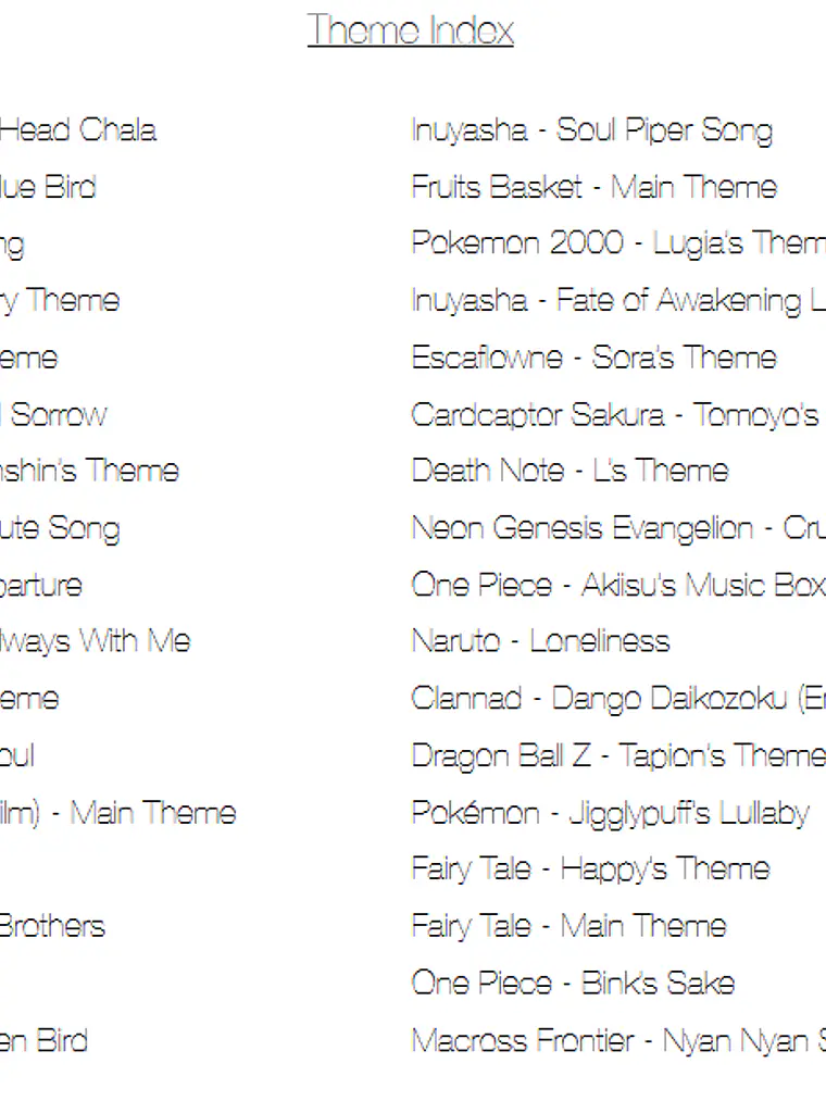 Cancionero Digital (Ingles) para Ocarina de 6 Agujeros Anime Vol 1 2