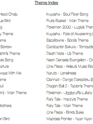 Cancionero Digital (Ingles) para Ocarina de 7 Agujeros Anime Vol 1