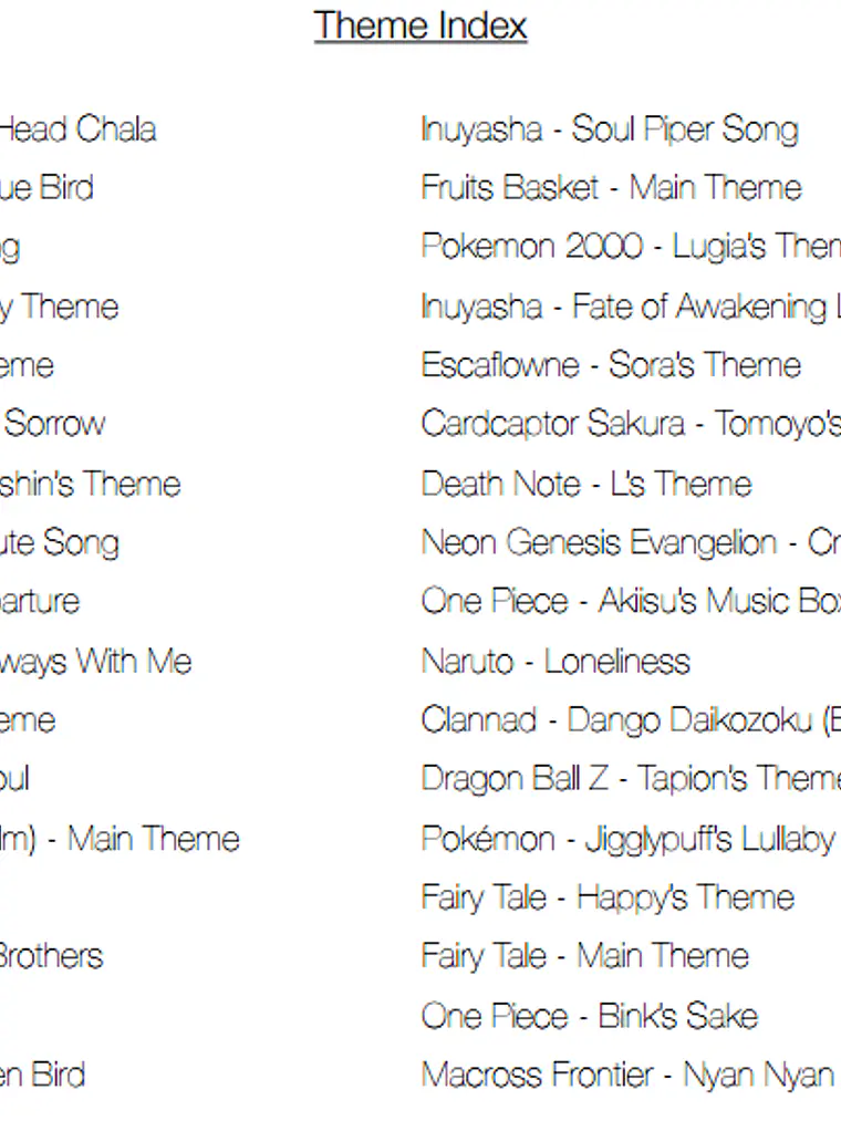 Cancionero Digital (Ingles) para Ocarina de 7 Agujeros Anime Vol 1 2