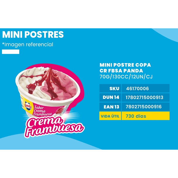 Vaso crema frambuesa panda x12