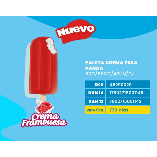 Paleta frambuesa crema x42unid