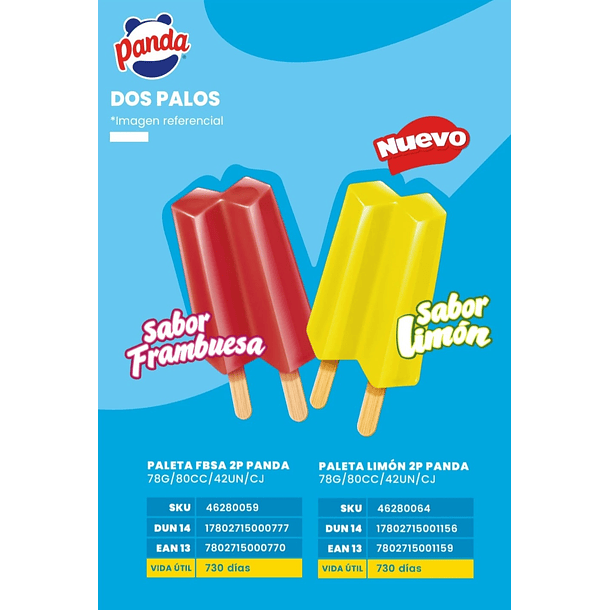 Paleta doble palito limon x42unid