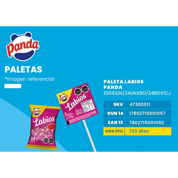 Paleta labios panda bolsa 24unid