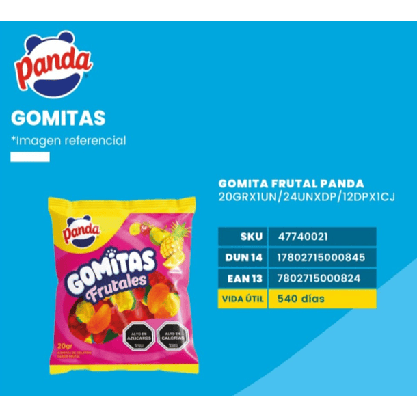 Gomita Frutal panda display x24
