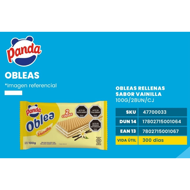 Obleas vainilla panda 100gm