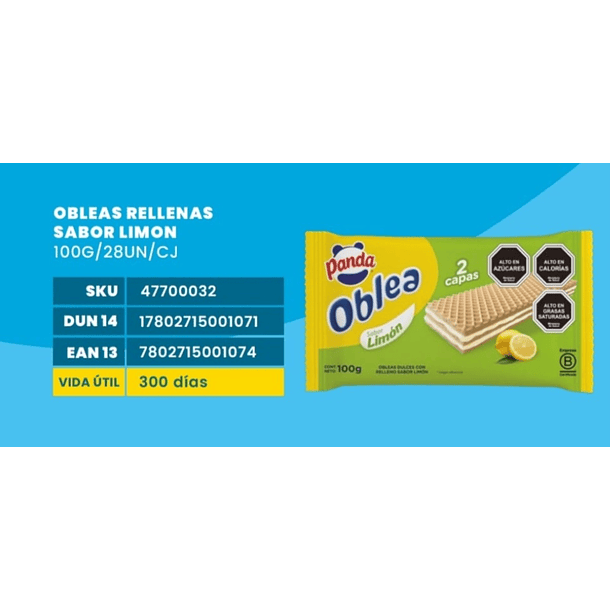 Obleas Limon panda 100gm