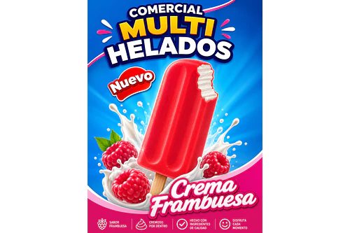 Paleta crema frambuesa x42