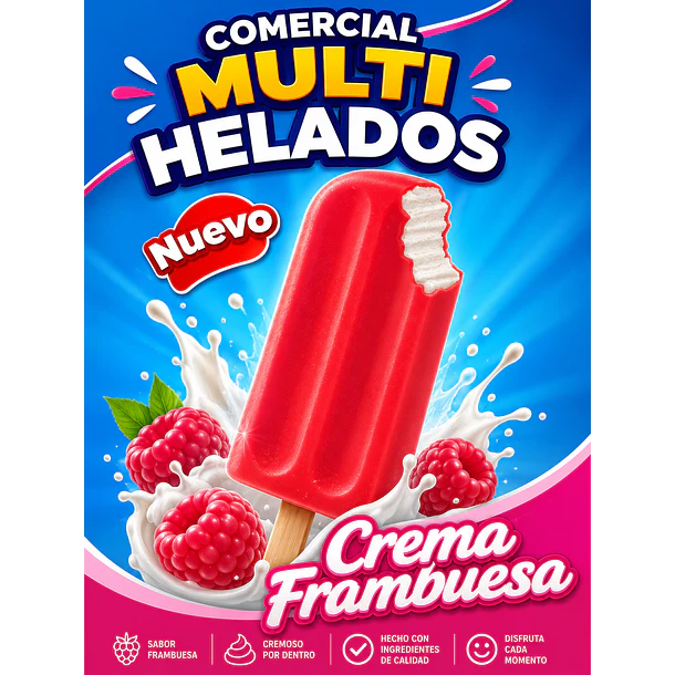 Paleta crema frambuesa x42