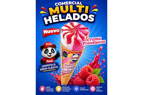 Cono panda crema frambuesa x16