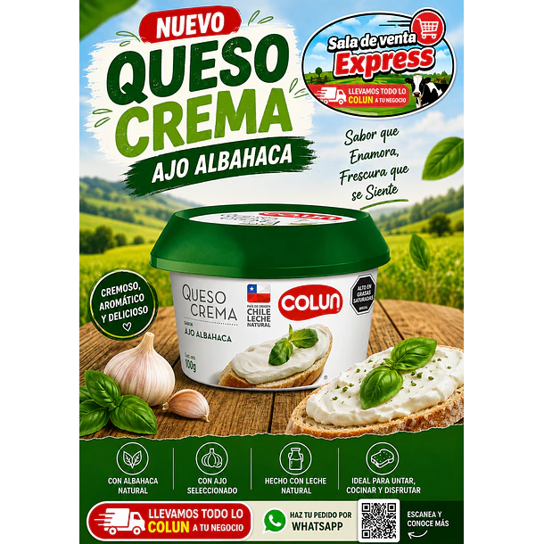 Queso crema ajo albahaca 100gm