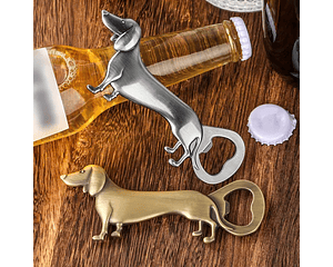 Abrebotellas perro salchicha dorado o plateado