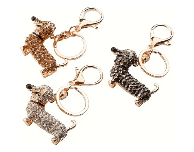 Llavero Perro Salchicha con brilitos