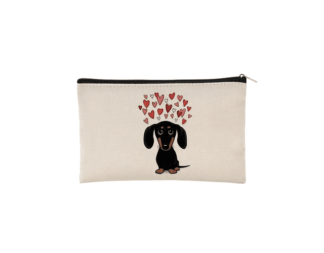Cosmetiquero o estuche perrito salchicha negro