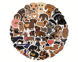 60 stickers perritos salchicha