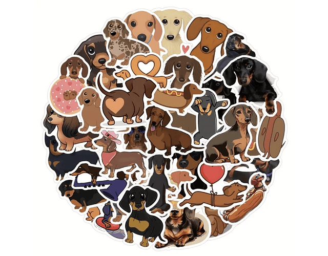 60 stickers perritos salchicha