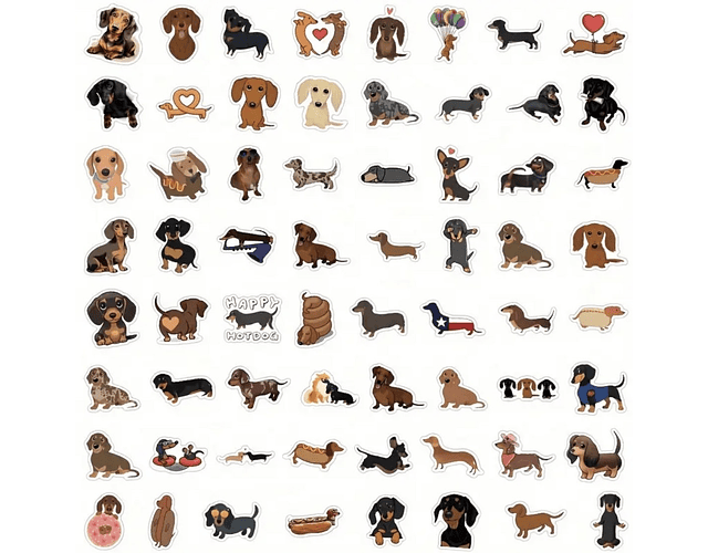 60 stickers perritos salchicha