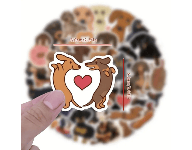 60 stickers perritos salchicha