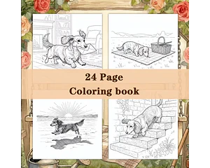 Libro para colorear de perritos salchicha  (24 páginas)