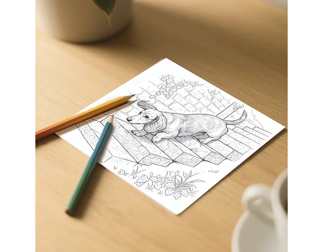 Libro para colorear de perritos salchicha  (24 páginas)