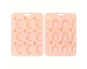 Molde o cubetera hielo perrito salchicha silicona - rosado