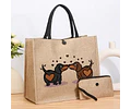 Salchi Bag - Bolso yute de playa o de compras dachshund diseño 2 salchis