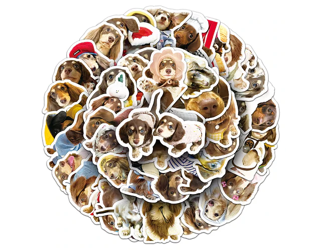 50 stickers perritos salchicha