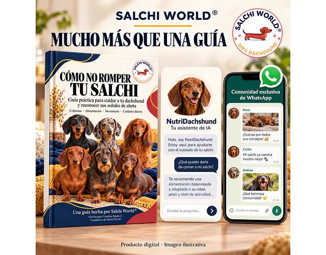 Guía: CÓMO NO ROMPER TU SALCHI (Digital) + GPT NutriDachshund + Acceso Comunidad Privada !!!
