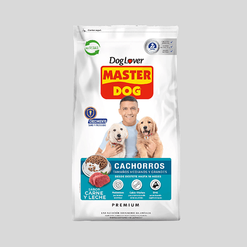 Master dog cachorro 18 kg carne y leche
